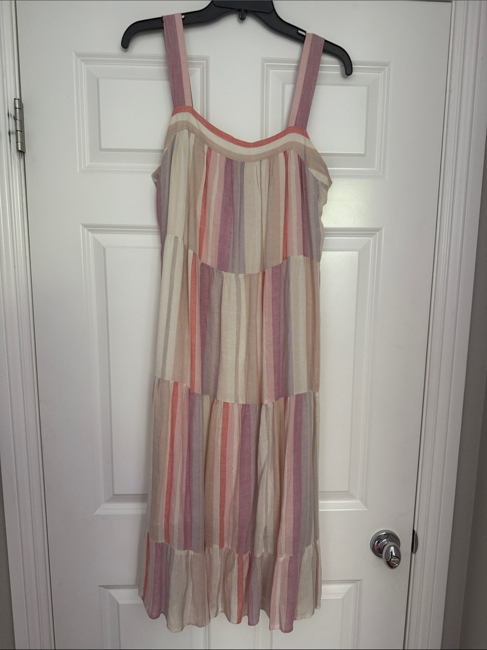 Rails Striped Tiered Maxi Dress - Pink, Cream, Tan